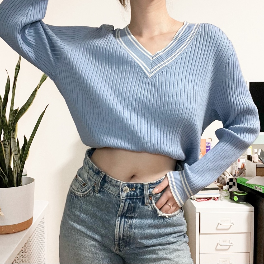 Lane Bryant V-Neck Blue Cricket Sweater